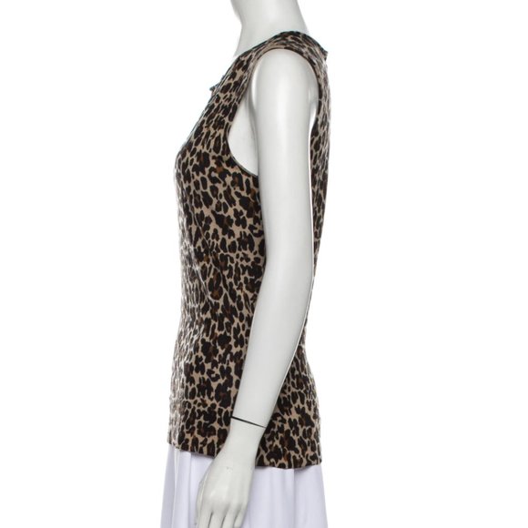 Tory Burch Leopard Print Tank Top Sleeveless Wool - Picture 2 of 6